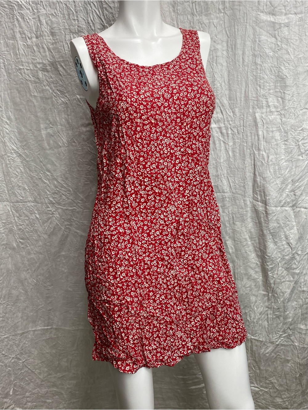 Vintage 90s Vintage Blue Red Floral Sleeveless Mini Dress